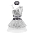 thumbnail image 2 of TTAO Kids Girls Disco Hip Hop Jazz Latin Street Dance Outfits Sequins Metallic Vest and Mesh Tutu Skirt Hairband Set Silver 7-8, 2 of 7