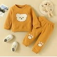 thumbnail image 2 of Odeerbi Infant Boys Girls Clothes Rib Knit Fall Winter Outfits Set Fashion Baby Casual Round Neck Long Sleeve Tops Printed Long Pants Sets Orange, 2 of 8