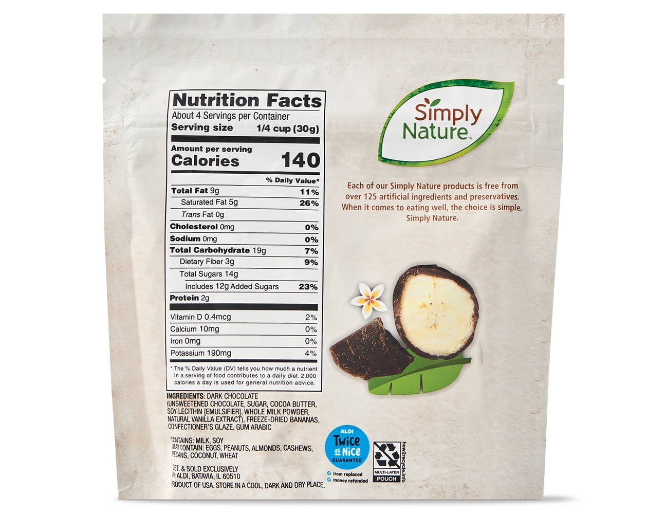 Simply Nature Dark Chocolate Banana Freeze-Dried - 2 PACK