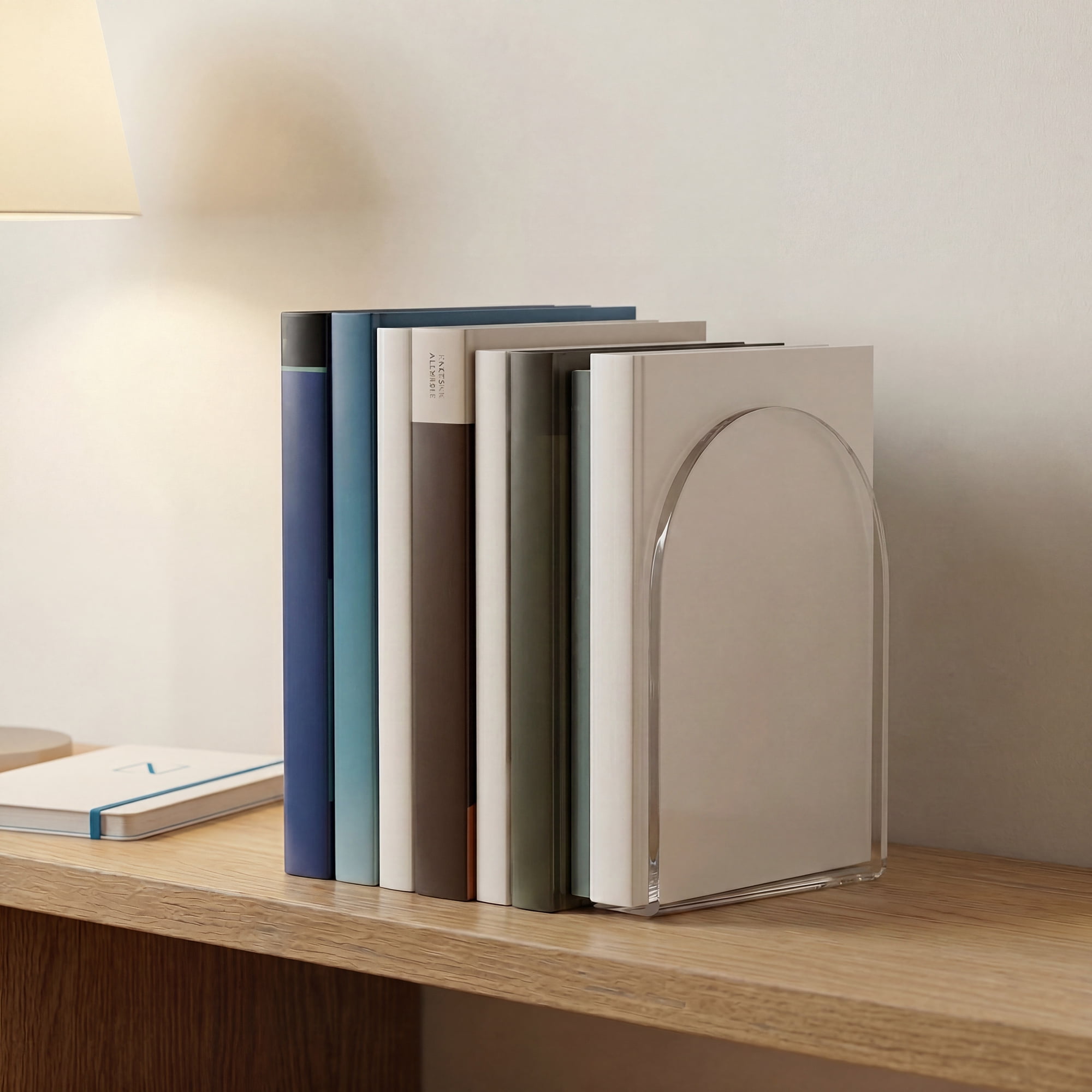 Unique Bargains 2Pcs Clear Acrylic Modern Non-Skid Bookends Clear White 4.7*3.9*6.1inch