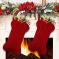 thumbnail image 2 of Dalrosia 2PCS Dog Christmas Stocking, Knit Christmas Stocking for Dogs, Bone Shape Dog Stocking Christmas Large Pet Stockings Hanging Dog Christmas Stocking for Dogs Cats Pets, 2 of 6