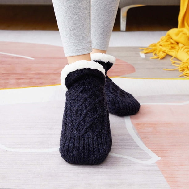 Xihbxyly Pantuflas de Interior Tejidas y Aterciopeladas, Gruesas y Cálidas, para El Hogar, para Hombre, Antideslizantes y Cálidas para La Nieve.
