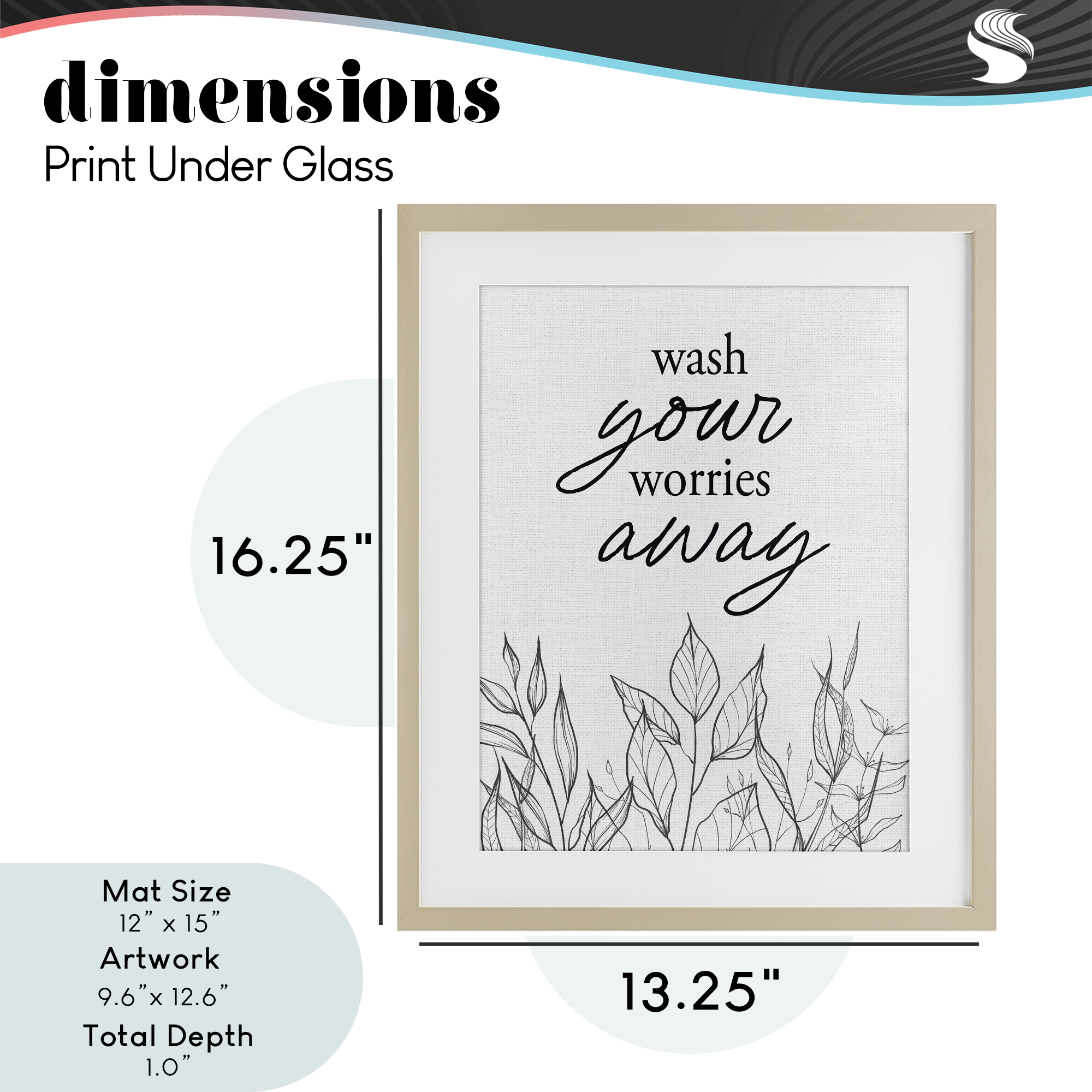Wash Your Worries Away Minimalist Birch Framed Print Under Glass, design by Lettered and Lined