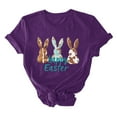thumbnail image 3 of UPPADA Easter Femmes Oeufs Imprimé T-Shirts Heureux Easter Graphique Bunny Lapin Mignon T-Shirts Manches Courtes Décontracté Col Rond T-Shirts Été Basique Coupe Régulière Chandails Violet,TG, 3 of 5
