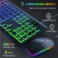 thumbnail image 3 of Wagpak Wireless Keyboard and Mouse Combo RGB Backlit Rechargeable 2.4GHz Quiet 108 Keys Keyboard-Black, 3 of 8