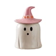thumbnail image 2 of Clearance Halloween Strawberry Witchy Ghost Canister, Ceramic Ghost Candy Bowl with Lid, Cute Witchy Ghost Statue Figurine, Halloween Decoration for Home Table Bedroom, Gift for Kiddo Adults, 2 of 7