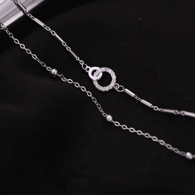 Pulsera de doble anillo geométrico de plata S925 para mujer, diseño de nicho de lujo ligero, anillo enlazado, joyería de alta gama para novia