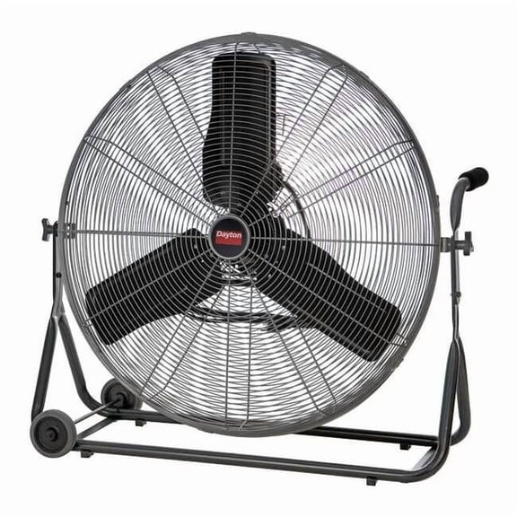 Dayton Mobile Floor Fan, 3 Speeds, Silver, Carrying Handle 61LD87