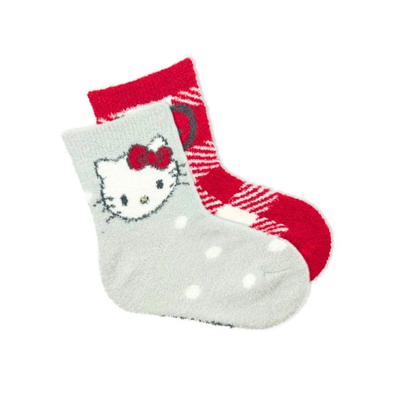 Hello Kitty Girls Cozy Socks, 2-Pack, Sizes S/M-M/L