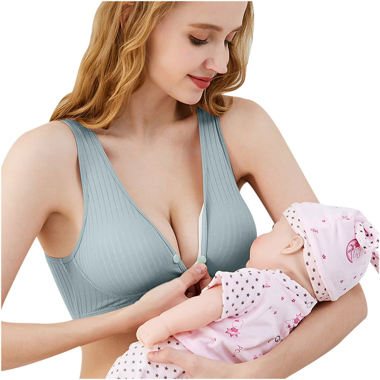 Nursing Bras for Breastfeeding, Women Front Button Closure Maternity Bra  Full Coverage Wirefree Everyday Bras