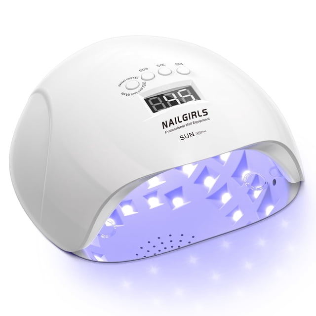 NAILGIRLS Lámpara de uñas LED UV, luz UV de curado rápido de 150 W para uñas de gel, lámpara de uñas UV profesional 4 ajustes de temporizador con sensor automático, secador de uñas con 36 cuentas de l