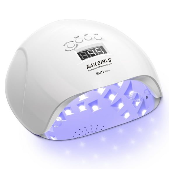 NAILGIRLS Lámpara de uñas LED UV, luz UV de curado rápido de 150 W para uñas de gel, lámpara de uñas UV profesional 4 ajustes de temporizador con sensor automático, secador de uñas con 36 cuentas de l