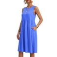 thumbnail image 6 of Summer Plus Size Sun Dresses for Womens Fashion Solid Color Casual Round-Neck Sleeveless Dress With Pocket, 6 of 8