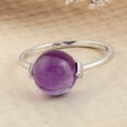 thumbnail image 2 of KIRAN FINE JEWEL Round Purple Amethyst CZ Diamond Silgle Stone Stackable Ring 925 Silver Women Gemstone Statement Jewelry Gift For Her, 2 of 5