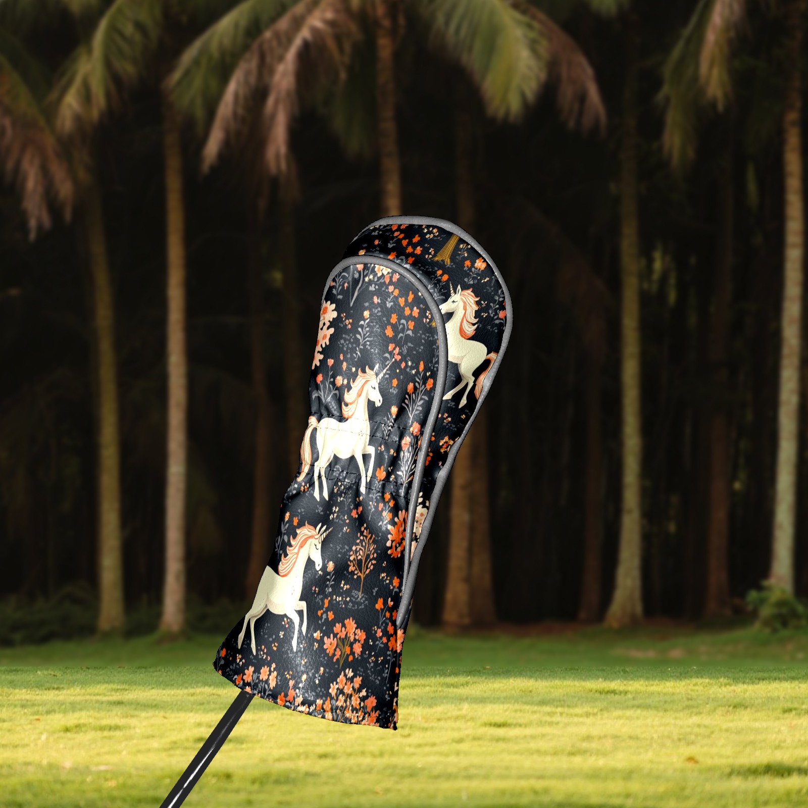 Golf Head Covers Cute Horse Pattern for Driver, Wood & Hybrid, Premium Waterproof PU Leather with Plush Lining, Animal Golf Gifts