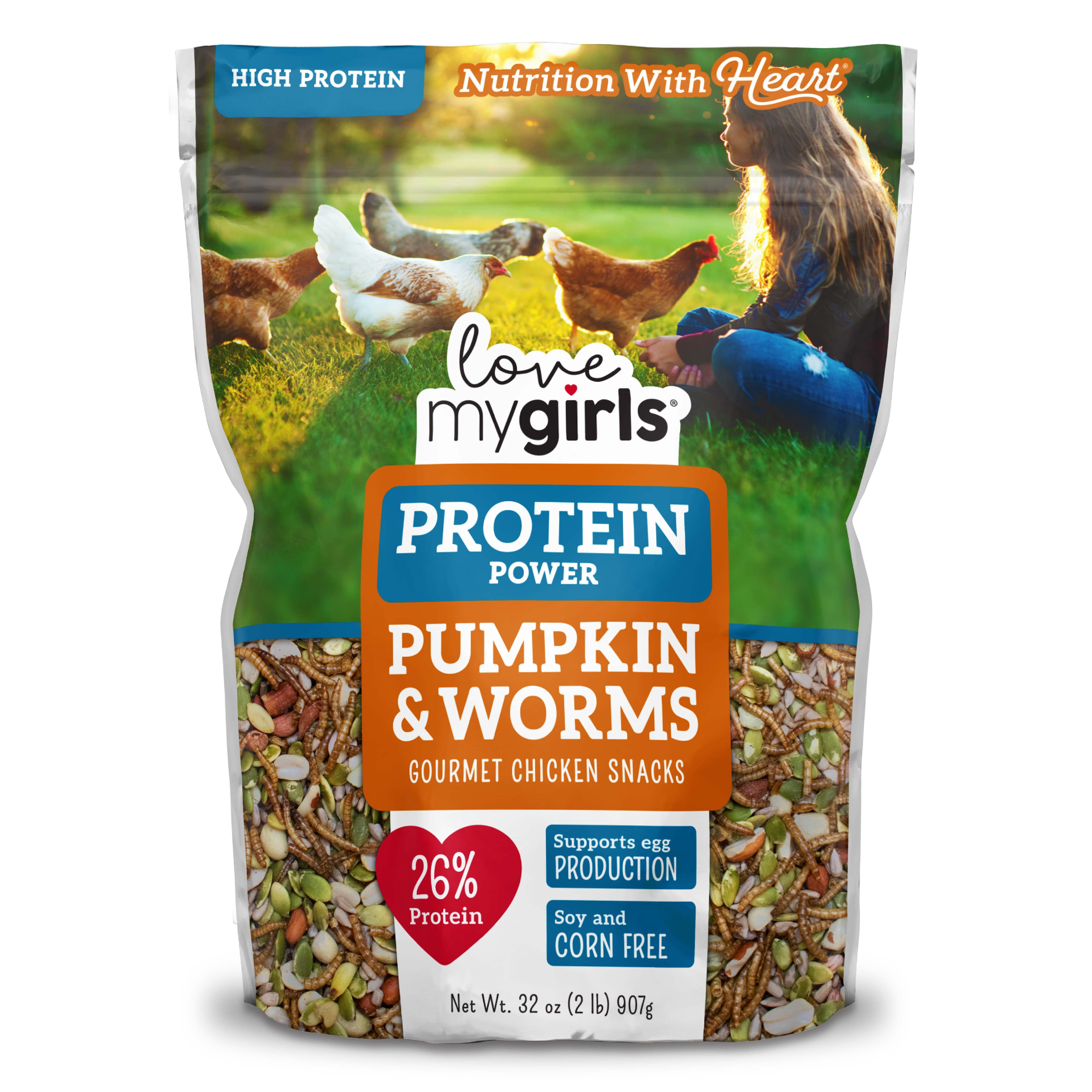 (2 pack) Love My Girls Pumpkin & Worms Gourmet Multi-Grain Chicken Treats, 2 lb. Bag, 1-Pack