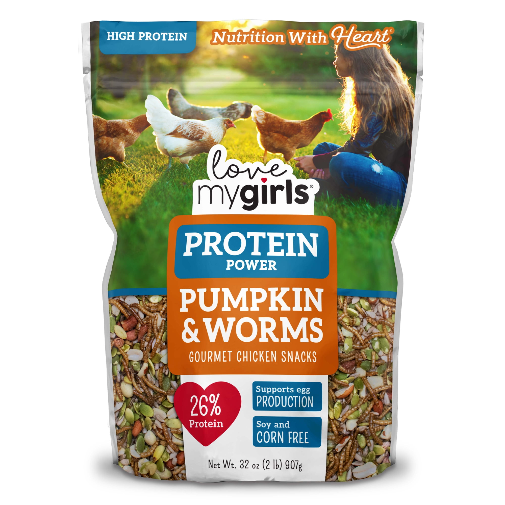 Love My Girls Pumpkin & Worms Gourmet Multi-Grain Chicken Treats, 2 lb. Bag, 1-Pack