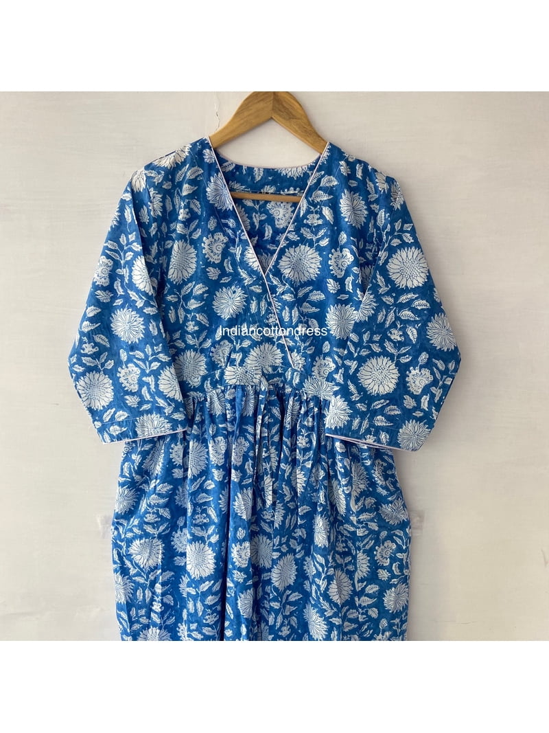 Beautiful Hand Print Dress,Handblock Cotton Dress,Indian Print Dress,Cotton  Block Dresss,Block Print Dress, Long Dresses - Walmart.com
