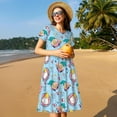 thumbnail image 4 of Goofa Gnome Pool Party Pattern Women Summer Short Sleeve Midi Dress with Pockets Casual Aline Flowy Tshirt Dress Vocation Beach Sundress, 4 of 6