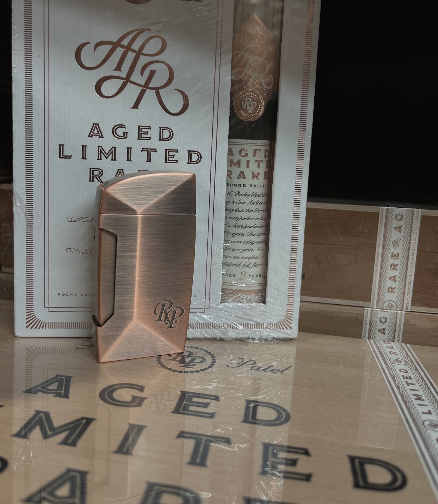 Rocky Patel Edge Double Torch Lighter With Punch - Copper
