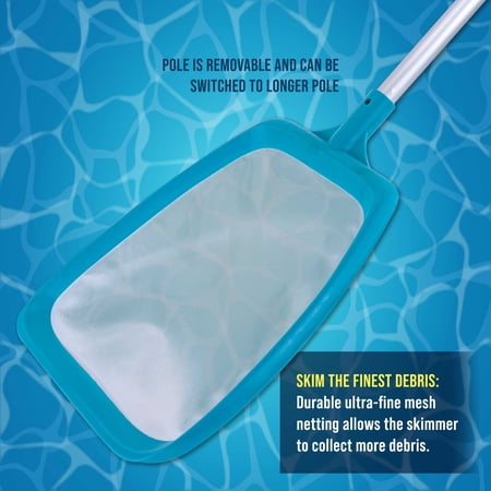U.S. Pool Supply Professional Spa, Hot Tub, Pool Hand Leaf Skimmer Net with 17 Aluminum Pole - Ultra Fine Mesh Netting, Clean the Finest Debris - Pond, Kid Kiddie Inflatable Pool Cleaning Maintenance