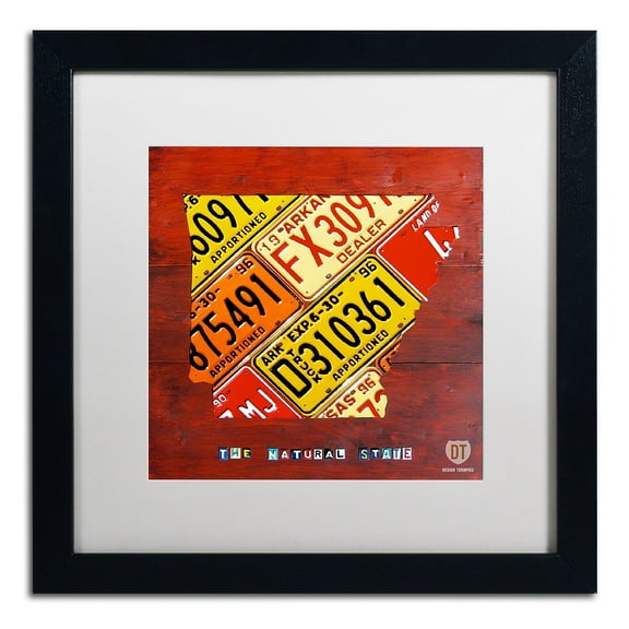 Trademark Fine Art 'Arkansas Map' Canvas Art by Design Turnpike, White Matte, Black Frame