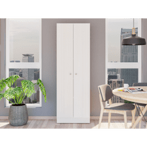 CoSoTower Multistorage Double Door Cabinet, Five Shelves, White Washed Oak