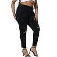 thumbnail image 5 of Gocolloa Womens Plus Size Skinny Jeans Stretchy High Waisted Ripped Distressed Ankle Jean Black 20W, 5 of 6