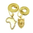 thumbnail image 2 of Hip Hop King Crown Lion and Africa Map Pendant & 24" - 30" Box Chain Bling Gold Plated 2 Necklace Set, 2 of 7