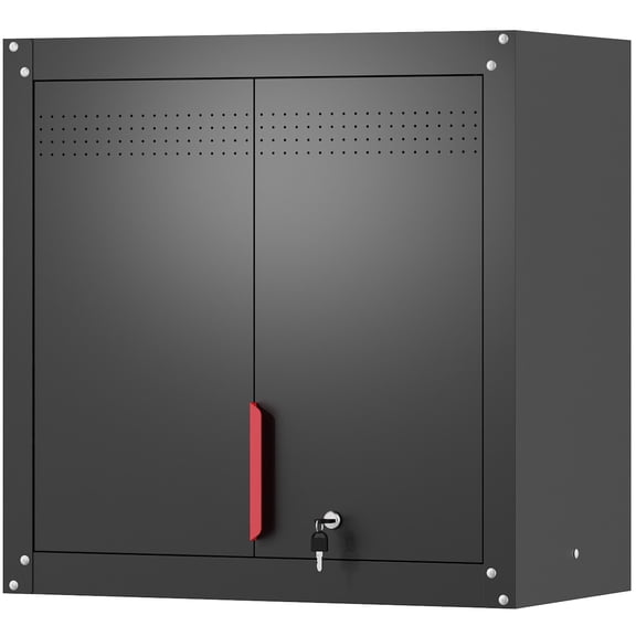 Garage Wall Cabinet, Metal Wall Cabinet with Lockable Doors, 26" Tall Wall Cabinet with Adjustable Shelf,Garage Storage Cabinets Shelf with Anti-fall Rails for Garage, Storage Room