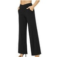 thumbnail image 2 of qolati Women's Dress Pants Casual High lastic Waisted Business Flare Trousers Stretchy Wide Leg Work Office Lounge Pants, 2 of 6