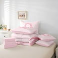 thumbnail image 4 of Erosebridal Pink Bow Bed in a Bag Twin size, Initial Q Bed Set, Princess Room Decor, Reversible 7-Piece, 4 of 5
