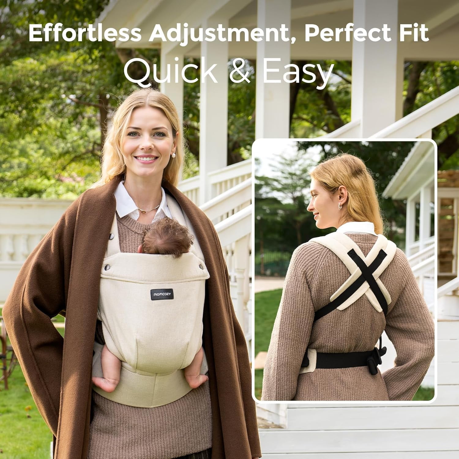 Momcozy Baby Carrier with Natural Cotton Linen Sand