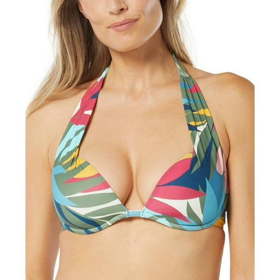 Contours by Coco Reef Womens Printed Underwire Bikini Swim top Green 38D