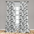thumbnail image 5 of Ambesonne Fish Curtains, Sea Animals Black White, Pair of 28"x84", Black White, 5 of 5