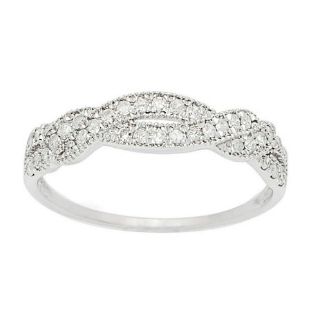 10k White Gold Wedding Bands - 10k White Gold Diamond Bypass Anniversary Wedding Band (1/4 cttw, I-J, I2-I3)