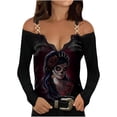 thumbnail image 1 of Blusa HUOGUO, sexy, de metal, sin tirantes, con cuello en V, con calaveras, 1 of 5