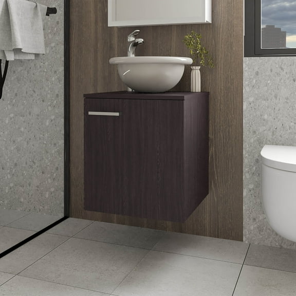Modern Bathroom Vanity FM FURNITURE Pirtleville Bathroom Vanity with Integrated Sink and Faucet, Wengue,Wooden Bathroom Vanity