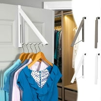Over-The-Door Folding Clothes Hanger Organizer | Invisible Space-Saving Compact Hook Rack | Extendable Valet Hanger Bar for Towels, Robes, Coats | Adjustable 16" High | Includes 1 Hanger