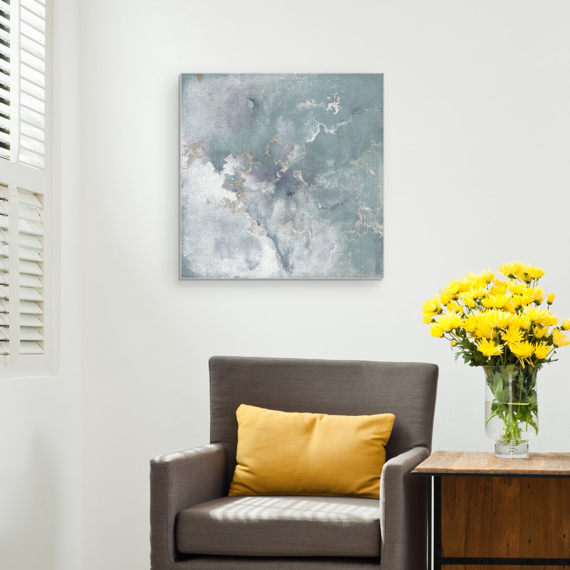 Masterpiece Art Gallery Golden Edge II Soft Blue Abstract By Janet Tava Canvas Art Print 24" x 24"