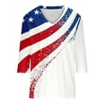 thumbnail image 5 of Htigea 4th of July Shirts for Women Star and Stripes Print V Neck 3/4 Sleeve T-Shirts Ladies Patriotic Tops 250th Anniversary Gift White S, 5 of 7