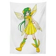 thumbnail image 3 of Ambesonne Anime Tablecloth Rectangular Table Cover, Fantasy Manga Girl, 52"x70", Yellow Lime Green Ivory, 3 of 4