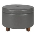 thumbnail image 1 of HomePop Grand Pouf de Rangement en Similicuir, Gris an, 1 of 12
