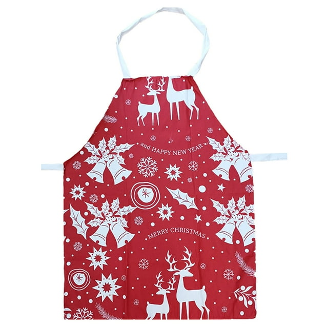 Yhmxh Utensilios de cocina Delantal navideño antiincrustante para trabajo, delantal estampado de lino fino para padres e hijos, tela envolvente de cocina para mujer, decoración navideña