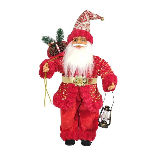 Adorno de escritorio de muñeco de Papá Noel navideño, decoración de ventana navideña, exhibición navideña Rojo