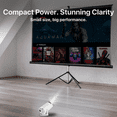 thumbnail image 2 of Portable 4K Mini Projector with 300 Lumens Built-in speakers with surround sound, Apps, Full HD 1080P Support, 180° Rotation, Works with Smartphones, HDMI, and USB - White, 2 of 8