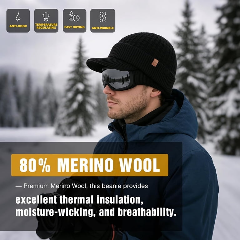 TOP-EX DryKnit™ Waterproof Visor Beanie Hat for Men Winter  display picture 1