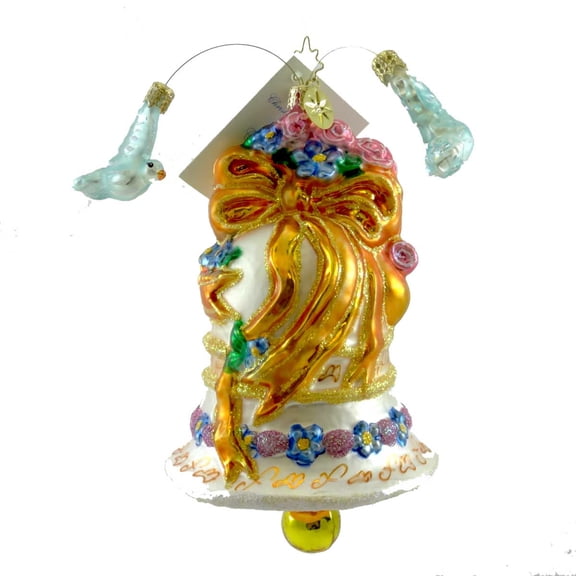 6.00In Wedded Dove Chime, Glass, Ornament Bell Marriage 201010