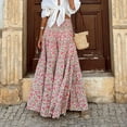 thumbnail image 6 of Women Summer Elastic High Waist Boho Maxi Skirt Casual Drawstring A-Line Long Skirt Club Basic Leisure Dailywear, 6 of 7
