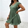 thumbnail image 5 of LIaqionyy Women's Plus Size Dress Hollow out V Neck Ruffle Sleeve Dresses A Line Flowy Summer Vacation Sundress, 5 of 6